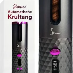 Simver Automatische Krultang - Draadloos - USB Oplaadbaar - Krultangen - LCD Display - Keramische Krulijzer - Grijs - Black Friday 2022