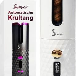 Simver Automatische Krultang - Draadloos - Krultangen - USB Oplaadbaar - LCD Display - Keramische Krulijzer - Wit - Black Friday 2022