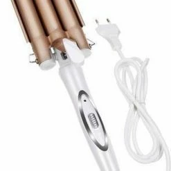 Merkloos Professional - Golvenkrultang - Keramische Drievoudige Krultang - Golvenkrultang - Wafeltang - Haarkruller Krultangen - Hair Curler - Wave Krultang - Magische Ijzeren Stijltang - Curling Iron - Haar Stijlen - 45 W - Wit / Beige -Babyliss Shop 523x840
