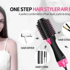 Van Den Brink Retail Föhnborstel 3-in-1 Keramische Magic Hair-Brush - Föhnen Stijlen Krullen - Lang Haar - Roze/zwart -Babyliss Shop 550x369 2