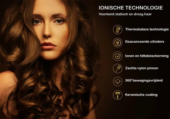 AG Store AG110 Luxe 3-in-1 Fohnborstel - Goud - Keramische Fohnborstels - Inclusief Travelbag, 12 Kleefrollen & 12 Haarclips - Ronde Borstel - 1000w - Krulborstel - Magic Brush - Lang/Kort/Stijl/Krullen Zwart 7 AG Store AG110 Luxe 3-in-1 Fohnborstel - Goud - Keramische Fohnborstels - Inclusief Travelbag, 12 Kleefrollen & 12 Haarclips - Ronde Borstel - 1000w - Krulborstel - Magic Brush - Lang/Kort/Stijl/Krullen Zwart - Afbeelding 7