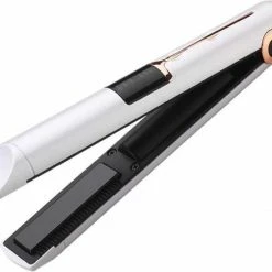 Royaume De La Beaut? Draadloze Powerbank Stijltang | Ros? Goud | Wit | Powerbank | Mini Haarstijler | Portable Straightener | Draagbaar | Reis Travel | Oplader