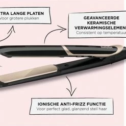 BaByliss Super Smooth 235 Stijltang ST393E - 6 Temperatuurinstellingen - Titanium Keramiek -Babyliss Shop 550x458