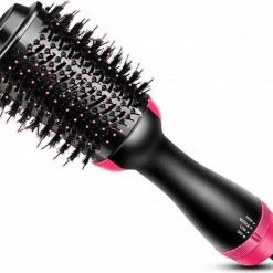 Merkloos 3-in-1 Multistyler - Zwart / Roze - F?hnborstel / Krultang / Stijltang - Borstel - Keramisch - Drogen & Stylen