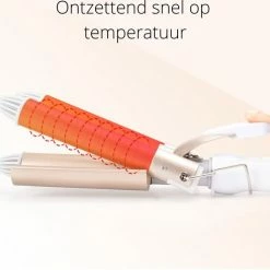 Merkloos Bibisun Wafeltang Deluxe - Wave Krultang - Wafeltang Haar - Golvenkrultang - Waver - Wavertang - Curling Iron - Hair Curler - Incl. Hitte Handschoen & 2 Haarklemmen - Beach Waves - Ros? Goud -Babyliss Shop 550x491 1