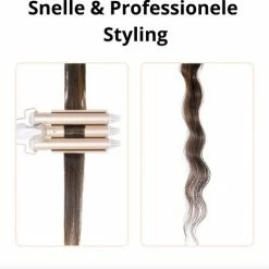 Merkloos Bibisun Wafeltang Deluxe - Wave Krultang - Wafeltang Haar - Golvenkrultang - Waver - Wavertang - Curling Iron - Hair Curler - Incl. Hitte Handschoen & 2 Haarklemmen - Beach Waves - Ros? Goud -Babyliss Shop 550x498 3