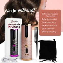 Simver Automatische Krultang - Draadloos - Krultangen -USB Oplaadbaar - LCD Display - Keramische Krulijzer - Roze - Black Friday 2022 -Babyliss Shop 550x517 4