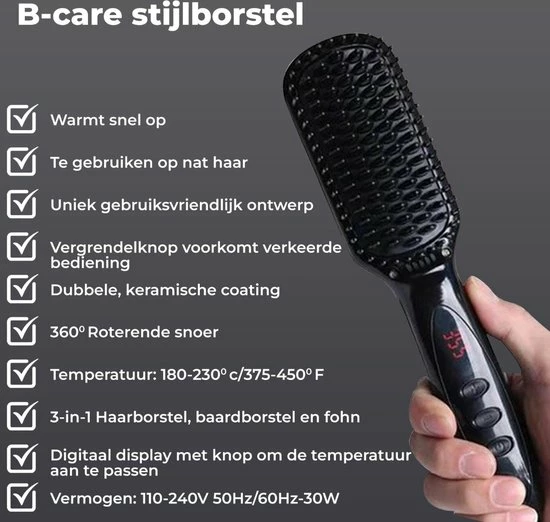 B-care Baard Stijltang - Baardstijler - Voor Ieder Baardtype - Temperatuurregeling - Ergonomische 360° Snoer - Black Friday – Sinterklaas – Schoencadeautjes Sinterklaas 3 B-care Baard Stijltang - Baardstijler - Voor Ieder Baardtype - Temperatuurregeling - Ergonomische 360° Snoer - Black Friday – Sinterklaas – Schoencadeautjes Sinterklaas - Afbeelding 3