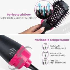 Merkloos 3-in-1 Multistyler - Zwart / Roze - F?hnborstel / Krultang / Stijltang - Borstel - Keramisch - Drogen & Stylen -Babyliss Shop 550x525 2