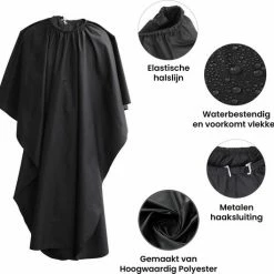 Merkloos Kapmantel ? Kappersmantel ? Waterbestendige Kapperscape ? Geschikt Voor Haren Knippen/Wassen/Verzorgen/Verven ? Thuis Of Salon - Voor Volwassenen En Kinderen ? 140 X 120 Cm ? Unisex ? Man/Vrouw - Zwart -Babyliss Shop 550x529 5