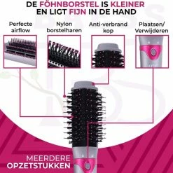 BAESS Föhnborstel Met 5 Opzetstukken - Fohn En Krulborstel - Ronde Borstel - Stijlborstel - Grijs/Roze -Babyliss Shop 550x534 4