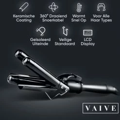 VAIVE Professionele Wafeltang 25mm ? Signature Curls Edition ? Waver ? Golvenkrultang ? Wave Krultang ? Beach Waves -Babyliss Shop 550x540