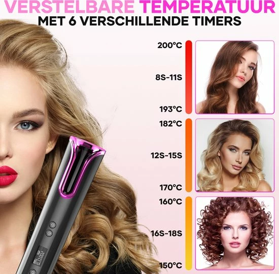MoreWomen? Automatische Krultang - Draadloze Krultang - 150?C-200?C - Oplaadbaar & Met Opzetstukken 2 MoreWomen? Automatische Krultang - Draadloze Krultang - 150?C-200?C - Oplaadbaar & Met Opzetstukken - Afbeelding 2