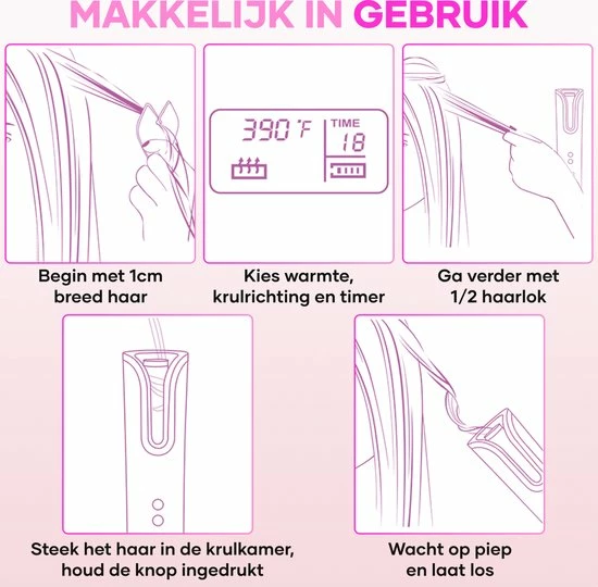 MoreWomen? Automatische Krultang - Draadloze Krultang - 150?C-200?C - Oplaadbaar & Met Opzetstukken 7 MoreWomen? Automatische Krultang - Draadloze Krultang - 150?C-200?C - Oplaadbaar & Met Opzetstukken - Afbeelding 7