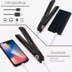 PH Goods® - Draadloze Mini Stijltang - Draadloos - Draagbaar - Oplaadbaar - Inclusief 2600mAh Powerbank Functie - Kleine Haar Stijltang - Hairstyler - Zwart -Babyliss Shop 550x541 20