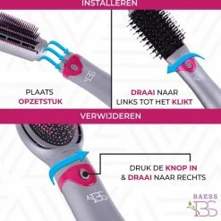 BAESS Föhnborstel Met 5 Opzetstukken - Fohn En Krulborstel - Ronde Borstel - Stijlborstel - Grijs/Roze -Babyliss Shop 550x541 6
