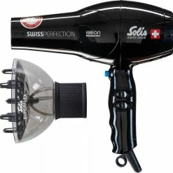 Solis Swiss Perfection 440 F?hn - Zwart + Superflex Softstyler Diffuser