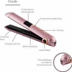 PH Goods? - Draadloze Mini Stijltang - Draadloos - Draagbaar - Oplaadbaar - Inclusief 2600mAh Powerbank Functie - Kleine Haar Stijltang - Hairstyler - Roze -Babyliss Shop 550x543 15