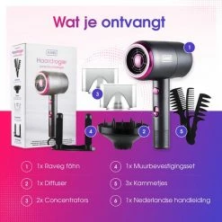 Föhn Met Diffuser Krullen Ionische Haardroger Haarföhn Krullen - Meerdere Kleuren - RAVEG -Babyliss Shop 550x549 8