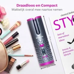 LifeGoods Krultang - Automatisch - LCD Display - 2 Tot 3 Cm - Incl. Draagtas - Roze/Grijs -Babyliss Shop 550x550 109