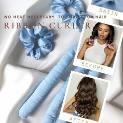 NOIRIEUX? Heatless Curls - Heatless Haarkruller - Zijde Haarkruller - Heatless Curling Ribbon Silk ? Blauw
