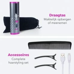 LifeGoods Krultang - Automatisch - LCD Display - 2 Tot 3 Cm - Incl. Draagtas - Roze/Grijs -Babyliss Shop 550x550 114