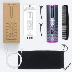 LifeGoods Krultang - Automatisch - LCD Display - 2 Tot 3 Cm - Incl. Draagtas - Roze/Grijs -Babyliss Shop 550x550 116