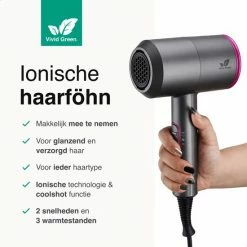 Vivid Green Ionische Föhn Met Diffuser - Haarfohn - Haardroger - 3 Standen - Zwart -Babyliss Shop 550x550 145