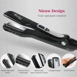 Swanliss® Swanliss Steam Plus Met Argan Olie - Stoom Stijltang - Zwart -Babyliss Shop 550x550 1454