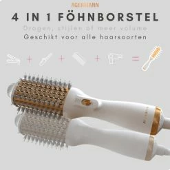 AGERMANN 4-in-1 Föhnborstel - Keramische Magic Brush - Lang/Kort/Stijl/Krullen - 1200W - Wit -Babyliss Shop 550x550 180
