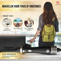 JC 3-in-1 F?hnborstel Met Opbergetui - Krulborstel - Haarstyler - Geschikt Voor Lang/Stijl/Krullen - Mat Zwart / Goud -Babyliss Shop 550x550 249