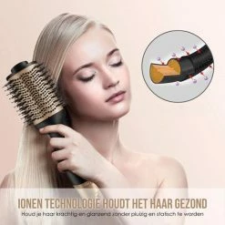 GinnComm Magic Brush Föhnborstel - Krulborstel - Keramische Haarborstel Voor Volume En Drogen - 4 In 1 Multistyler Voor Elk Haartype - Volumizer - Goud -Babyliss Shop 550x550 290