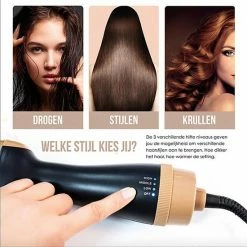 GinnComm Magic Brush Föhnborstel - Krulborstel - Keramische Haarborstel Voor Volume En Drogen - 4 In 1 Multistyler Voor Elk Haartype - Volumizer - Goud -Babyliss Shop 550x550 291
