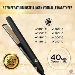 JC Stijltang Met Luxe Opbergetui - Keramische Coating - Zwart / Goud -Babyliss Shop 550x550 306