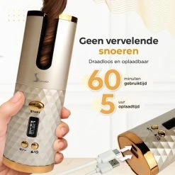 Simver Automatische Krultang - Draadloos - Krultangen - USB Oplaadbaar - LCD Display - Keramische Krulijzer - Goud - Black Friday 2022 -Babyliss Shop 550x550 311