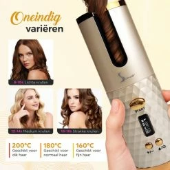 Simver Automatische Krultang - Draadloos - Krultangen - USB Oplaadbaar - LCD Display - Keramische Krulijzer - Goud - Black Friday 2022 -Babyliss Shop 550x550 314