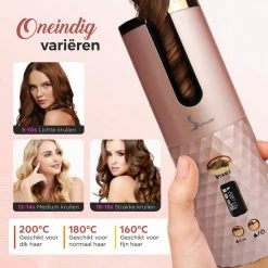 Simver Automatische Krultang - Draadloos - Krultangen -USB Oplaadbaar - LCD Display - Keramische Krulijzer - Roze - Black Friday 2022 -Babyliss Shop 550x550 319