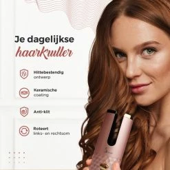 Simver Automatische Krultang - Draadloos - Krultangen -USB Oplaadbaar - LCD Display - Keramische Krulijzer - Roze - Black Friday 2022 -Babyliss Shop 550x550 321