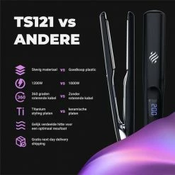 Ace & Taylor TS121 Titanium Stijltang - Zwart -Babyliss Shop 550x550 348