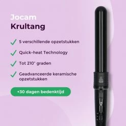 Jocam? 5-in-1 Keramische Krultang Met Opzetstukken ? Golvenkrultang ? Curling Wand Krultang Zonder Klem ? Hair Curler - Zwart -Babyliss Shop 550x550 367