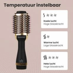 Auronic 3-in-1 F?hnborstel Rond - Keramische Magic Brush - Lang/Kort/Stijl/Krullen - 1000W - Zwart/Goud -Babyliss Shop 550x550 37