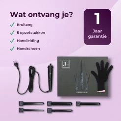 Jocam? 5-in-1 Keramische Krultang Met Opzetstukken ? Golvenkrultang ? Curling Wand Krultang Zonder Klem ? Hair Curler - Zwart -Babyliss Shop 550x550 371