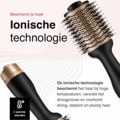 Vivid Green 3-in-1 Ionische Fohnborstel Met Keramische Coating - Lang/kort/Stijl/Krullen - 1000W - Zwart/Goud -Babyliss Shop 550x550 378