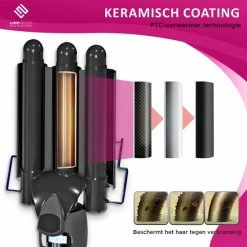 LifeNeeds Wafeltang Haar - Golvenkrultang - Beach Waves - Waver - 25 Mm - Kam, Handschoen En Haarclips -Babyliss Shop 550x550 399