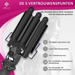 LifeNeeds Wafeltang Haar - Golvenkrultang - Beach Waves - Waver - 25 Mm - Kam, Handschoen En Haarclips -Babyliss Shop 550x550 400