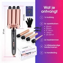 Keramische Krultang Met Opzetstukken Wafeltang Waver Golvenkrultang - Curling Iron - 9 Tot 32mm - Meerdere Kleuren - RAVEG -Babyliss Shop 550x550 409
