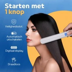 Woodoro Draadloze 2-in-1 Stijltang En Krultang – Wave & Golvenkrultang – Keramische Platen - Fer à Lisser - Wit -Babyliss Shop 550x550 415