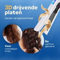 Woodoro Draadloze 2-in-1 Stijltang En Krultang – Wave & Golvenkrultang – Keramische Platen - Fer à Lisser - Wit -Babyliss Shop 550x550 416