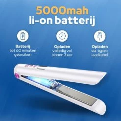 Woodoro Draadloze 2-in-1 Stijltang En Krultang – Wave & Golvenkrultang – Keramische Platen - Fer à Lisser - Wit -Babyliss Shop 550x550 419