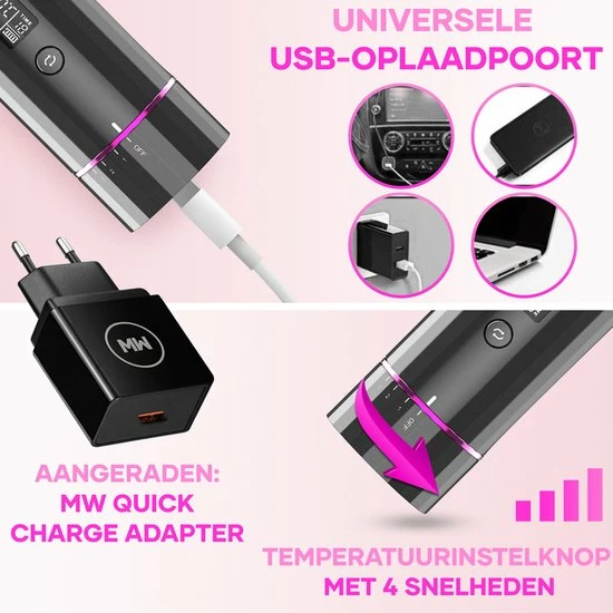 MoreWomen? Automatische Krultang - Draadloze Krultang - 150?C-200?C - Oplaadbaar & Met Opzetstukken 6 MoreWomen? Automatische Krultang - Draadloze Krultang - 150?C-200?C - Oplaadbaar & Met Opzetstukken - Afbeelding 6